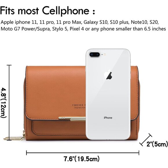 Women's Brown Small Crossbody Bag Wallet Purse with Credit Card Slots - Picture 5 of 7